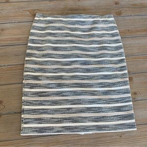Ann Taylor Black and White Striped Pencil Skirt